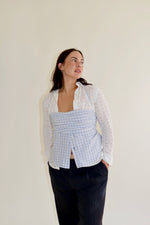 Blue Grey Checkered Tobi Top